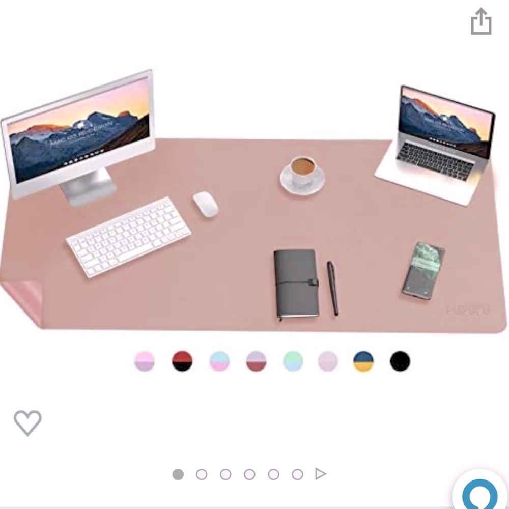 Light Pink/Purple Dual Sided X Large Leather Desk Pad New in Box